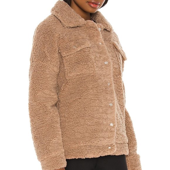 NWT $198 Beach Riot Small Sherpa Jacket Warm Taupe Tan Coat NEW - Picture 3 of 9